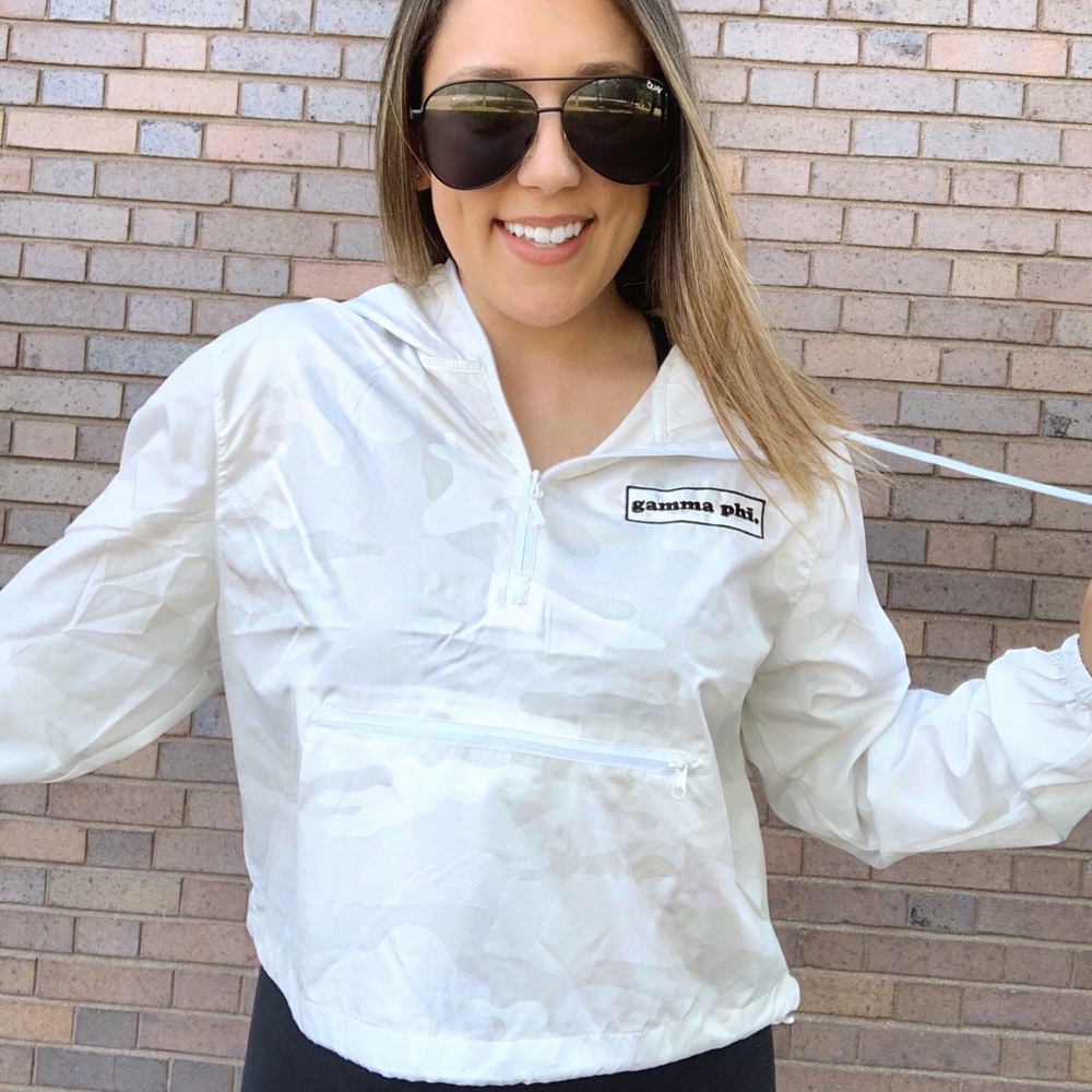 White Camo Cropped Rain Jacket